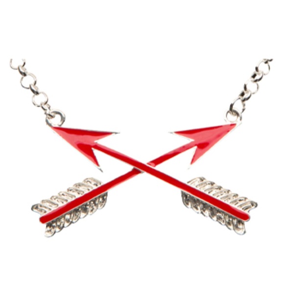 Red Crossed Cupids Arrows Necklace - Picture 2 of 3